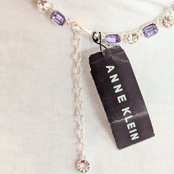Anne Klein Chunk/Runway purple/ blue hints (tanzanite-like) Silver Tone Necklace - Picture 6 of 6